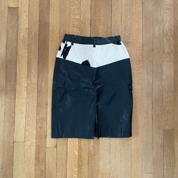 Vintage Western Leather Cow Hair Skirt - Picture 6 of 13